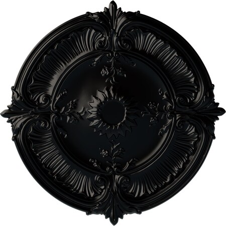Ekena Millwork Attica Acanthus Leaf Ceiling Medallion (Fits Canopies up to 3 1/4"), 30 1/8"OD x 1 1/2"P, Jet Black CM30ATBLF